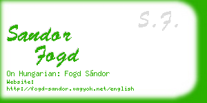 sandor fogd business card