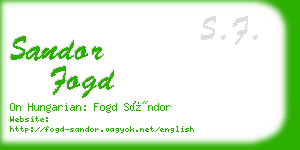 sandor fogd business card